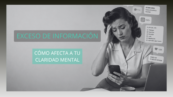 mujer saturada por exceso de información